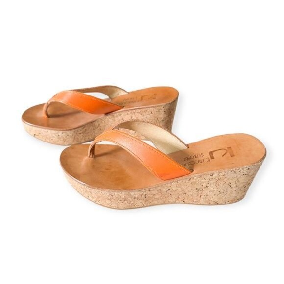 K JACQUES Diorite Wedge Thong Sandals, Orange, Size 38EU - Picture 5 of 13